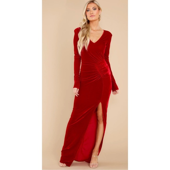 Aura Dresses & Skirts - Aura All Eyes On You Red Velvet Maxi Dress